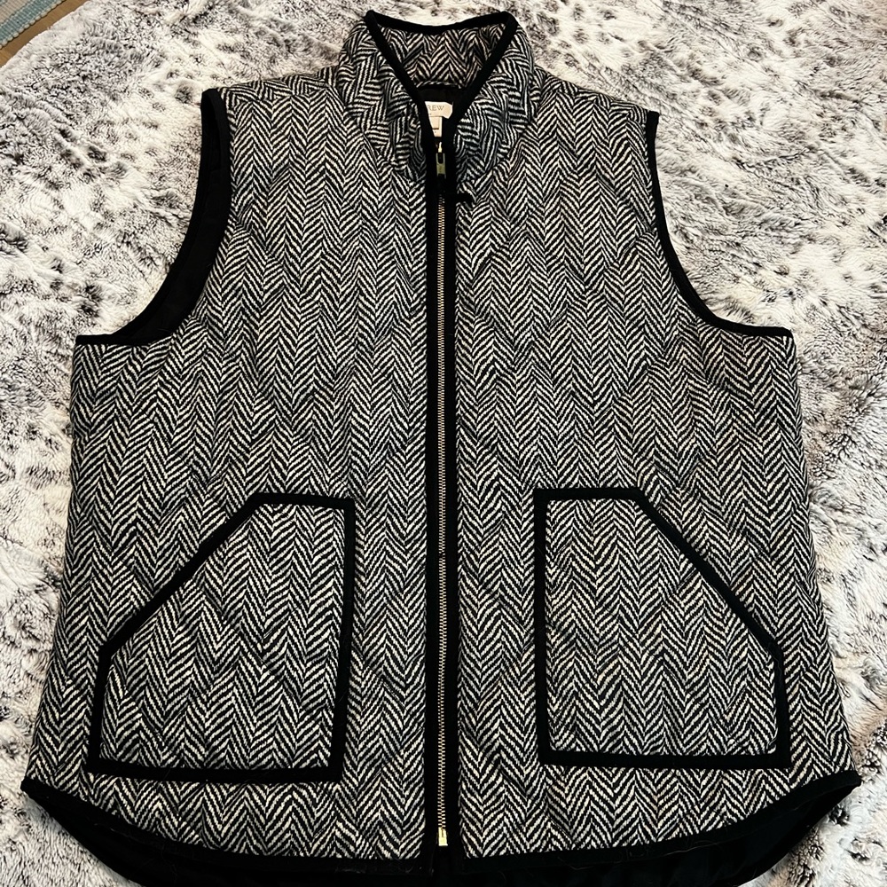 J. Crew Black and White Chevron Vest
